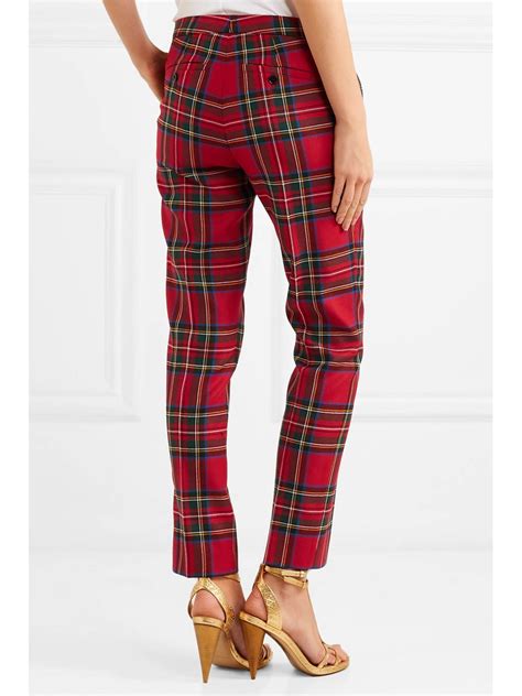 burberry plaid pants red